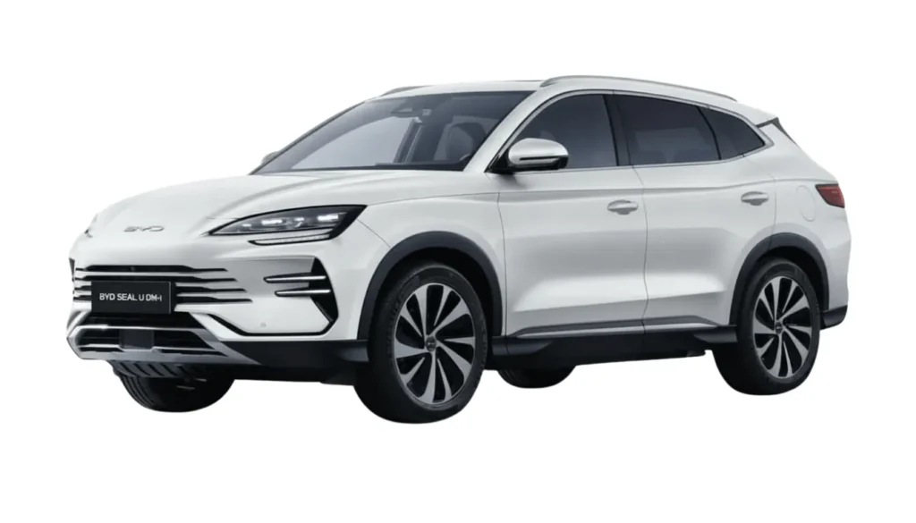 BYD Seal U DM-i híbrido plug-in 2025, SUV moderno com autonomia elétrica de até 125 km e tecnologia avançada.