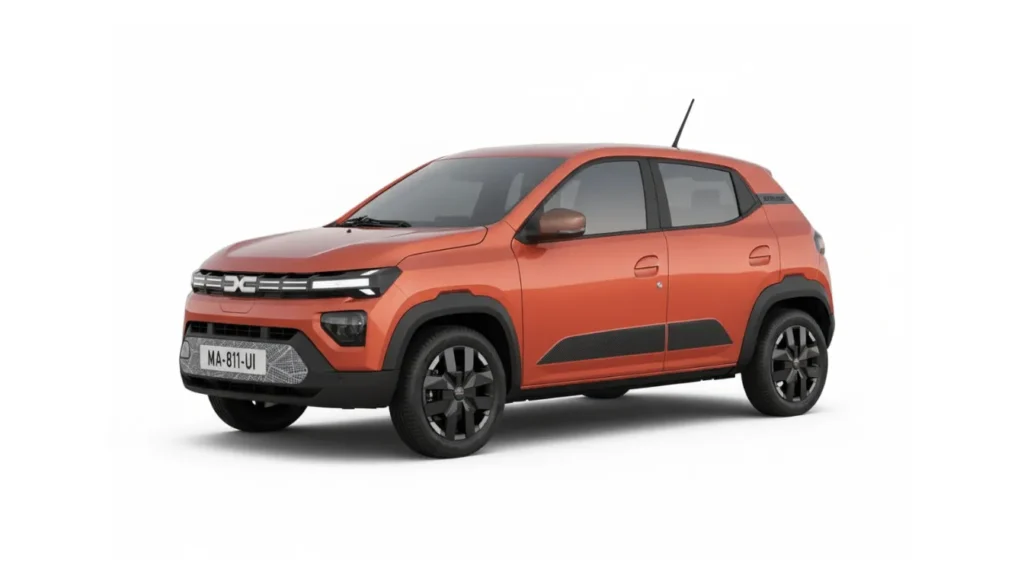 Dacia Spring 2025 laranja, carro elétrico urbano mais barato em Portugal.