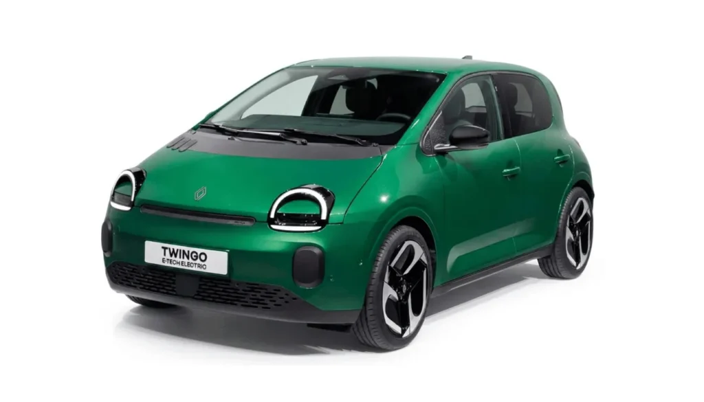 Renault Twingo E-Tech elétrico verde 2026, carro urbano compacto ideal para mobilidade citadina em Portugal